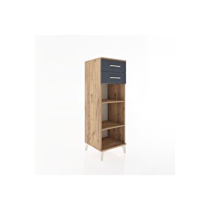 Hyperion Dolap 2 Raflı 2 Çekmeceli 44x44x134 Çam-antrasit