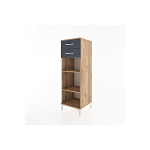 Hyperion Dolap 2 Raflı 2 Çekmeceli 44x44x134 Çam-antrasit