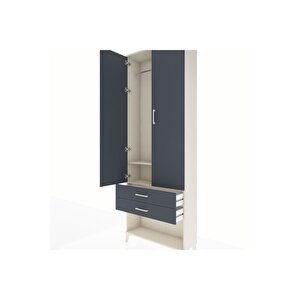 Arges Dolap 2 Raflı 2 Çekmeceli Tek Askılı 88x30x243 Aytaşı-antrasit