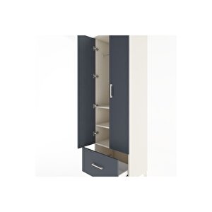 Hyperion Dolap 3 Raflı Tek Çekmeceli Tek Askılı 60x44x195 Aytaşı-antrasit