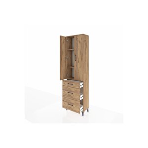 Arges Dolap 3 Raflı 3 Çekmeceli 2 Kapaklı 60x30x221 Çam-çam