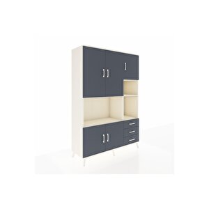 Hyperion Gardrop 9 Raflı 3 Çekmeceli 5 Kapaklı 132x44x195 Aytaşı-antrasit