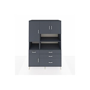 Kronos Dolap 9 Raflı 4 Çekmeceli 4 Kapaklı 132x59x195 Antrasit-antrasit/antrasit