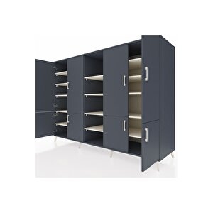 Kronos Dolap 14 Raflı 8 Kapaklı 220x59x163 Antrasit-antrasit/aytaşı