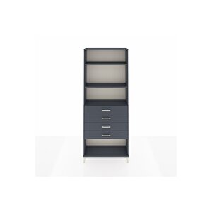 Arges Dolap 3 Raflı 4 Çekmeceli 88x30x221 Antrasit-antrasit