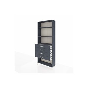 Arges Dolap 3 Raflı 4 Çekmeceli 88x30x221 Antrasit-antrasit