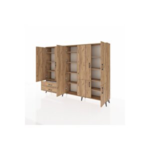 Arges Dolap 12 Raflı 2 Çekmeceli 7 Kapaklı 220x30x163 Çam-çam