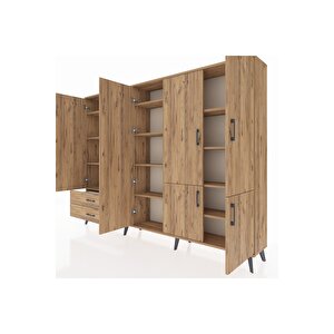 Arges Dolap 12 Raflı 2 Çekmeceli 7 Kapaklı 220x30x163 Çam-çam