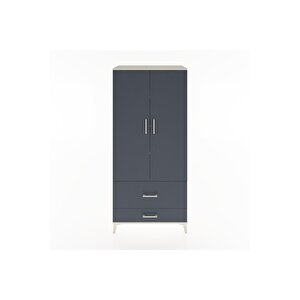 Hyperion Dolap 4 Raflı 2 Çekmeceli 2 Kapaklı 88x44x195 Aytaşı-antrasit