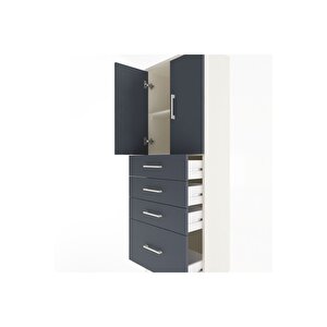 Arges Dolap 2 Raflı 4 Çekmeceli 2 Kapaklı 60x30x163 Aytaşı-antrasit