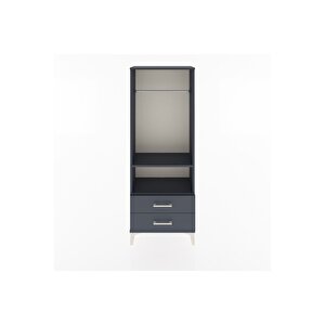 Arges Dolap 2 Raflı 2 Çekmeceli Tek Askılı 60x30x163 Antrasit-antrasit
