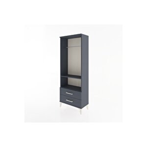 Arges Dolap 2 Raflı 2 Çekmeceli Tek Askılı 60x30x163 Antrasit-antrasit