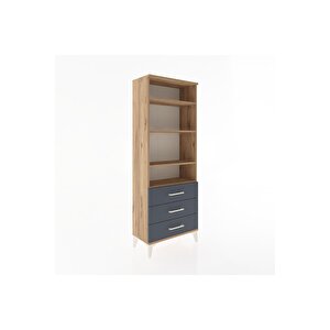 Arges Dolap 4 Raflı 3 Çekmeceli 60x30x163 Çam-antrasit