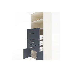 Hyperion Dolap 2 Raflı 3 Çekmeceli 2 Kapaklı 60x44x163 Aytaşı-antrasit