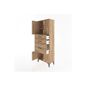 Arges Dolap 2 Raflı 3 Çekmeceli 4 Kapaklı 60x30x163 Çam-çam