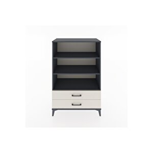 Hyperion Dolap 3 Raflı 2 Çekmeceli 88x44x134 Antrasit-aytaşı