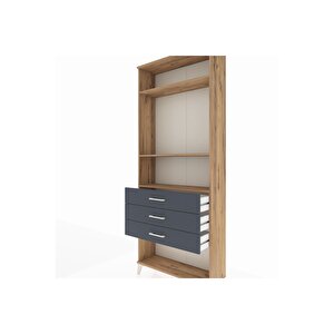 Arges Dolap 3 Raflı 3 Çekmeceli 88x30x221 Çam-antrasit