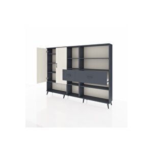 Arges Dolap 10 Raflı 2 Çekmeceli 2 Kapaklı 220x30x163 Antrasit-aytaşı/antrasit