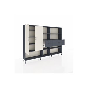 Arges Dolap 10 Raflı 2 Çekmeceli 2 Kapaklı 220x30x163 Antrasit-aytaşı/antrasit