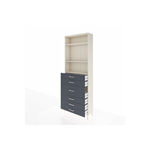 Arges Dolap 3 Raflı 7 Çekmeceli 2 Kapaklı 88x30x243 Aytaşı-antrasit