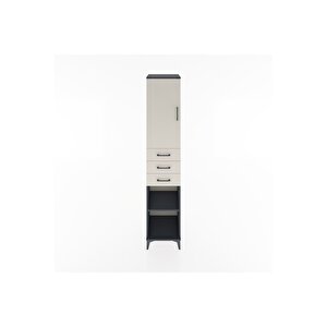 Hyperion Dolap 4 Raflı 3 Çekmeceli Tek Kapaklı 44x44x221 Antrasit-aytaşı