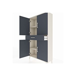 Arges Dolap 3 Raflı Tek Çekmeceli 4 Kapaklı 88x30x163 Aytaşı-antrasit