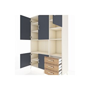 Hyperion Dolap 9 Raflı 3 Çekmeceli 5 Kapaklı 132x44x195 Aytaşı-antrasit/çam