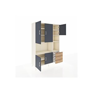 Hyperion Dolap 9 Raflı 3 Çekmeceli 5 Kapaklı 132x44x195 Aytaşı-antrasit/çam