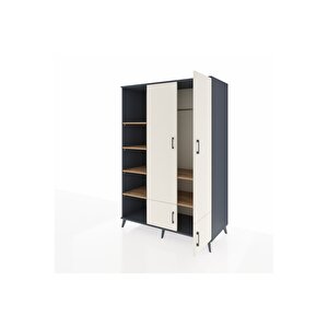 Kronos Dolap 6 Raflı 4 Kapaklı Tek Askılı 132x59x195 Antrasit-aytaşı/çam