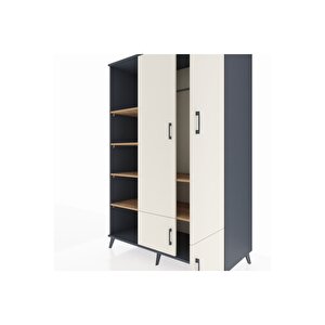 Kronos Dolap 6 Raflı 4 Kapaklı Tek Askılı 132x59x195 Antrasit-aytaşı/çam