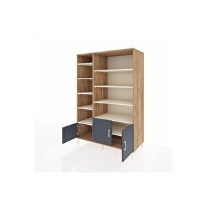 Kronos Dolap 10 Raflı 3 Kapaklı 132x59x195 Çam-antrasit/aytaşı