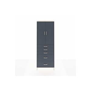 Arges Dolap 3 Raflı 5 Çekmeceli 2 Kapaklı 88x30x243 Aytaşı-antrasit