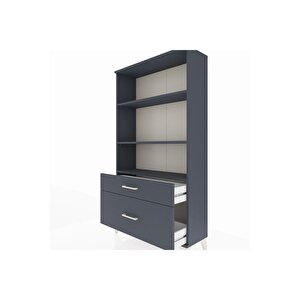 Arges Dolap 3 Raflı 2 Çekmeceli 88x30x163 Antrasit-antrasit