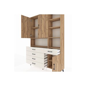 Arges Dolap 8 Raflı 5 Çekmeceli 3 Kapaklı 132x30x195 Çam-çam/aytaşı