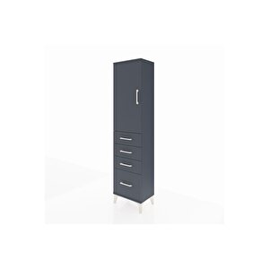 Arges Dolap 2 Raflı 4 Çekmeceli Tek Kapaklı 44x30x182 Antrasit-antrasit