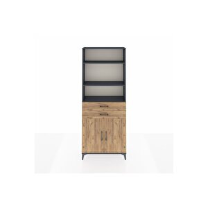 Arges Dolap 4 Raflı 2 Çekmeceli 2 Kapaklı 88x30x221 Antrasit-çam