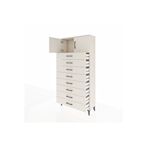 Arges Dolap Tek Raflı 8 Çekmeceli 2 Kapaklı 88x30x182 Aytaşı-aytaşı