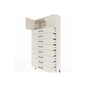 Arges Dolap Tek Raflı 8 Çekmeceli 2 Kapaklı 88x30x182 Aytaşı-aytaşı