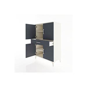 Hyperion Dolap 3 Raflı Tek Çekmeceli 4 Kapaklı 88x44x134 Aytaşı-antrasit