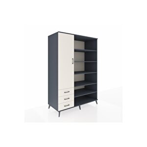 Kronos Dolap 9 Raflı 3 Çekmeceli 3 Kapaklı 132x59x195 Antrasit-aytaşı/aytaşı