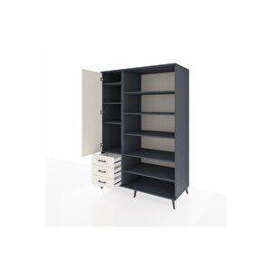 Kronos Dolap 9 Raflı 3 Çekmeceli 3 Kapaklı 132x59x195 Antrasit-aytaşı/aytaşı