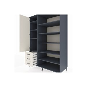 Kronos Dolap 9 Raflı 3 Çekmeceli 3 Kapaklı 132x59x195 Antrasit-aytaşı/aytaşı