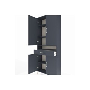 Arges Dolap 5 Raflı Tek Çekmeceli 4 Kapaklı 88x30x221 Antrasit-antrasit