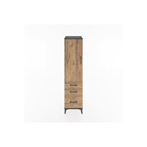 Hyperion Dolap 2 Raflı 3 Çekmeceli Tek Kapaklı 44x44x182 Antrasit-çam