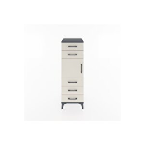 Hyperion Dolap Tek Raflı 5 Çekmeceli Tek Kapaklı 44x44x134 Antrasit-aytaşı