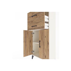 Arges Dolap Tek Raflı 2 Çekmeceli 2 Kapaklı 60x30x134 Aytaşı-çam