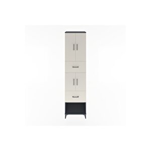 Hyperion Dolap 3 Raflı 2 Çekmeceli 4 Kapaklı 60x44x243 Antrasit-aytaşı