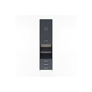 Hyperion Dolap 4 Raflı 4 Çekmeceli 2 Kapaklı 60x44x243 Antrasit-antrasit