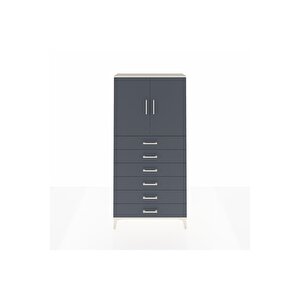Arges Dolap 2 Raflı 6 Çekmeceli 2 Kapaklı 88x30x182 Aytaşı-antrasit