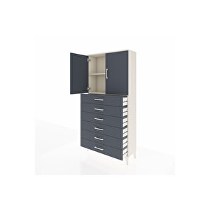 Arges Dolap 2 Raflı 6 Çekmeceli 2 Kapaklı 88x30x182 Aytaşı-antrasit